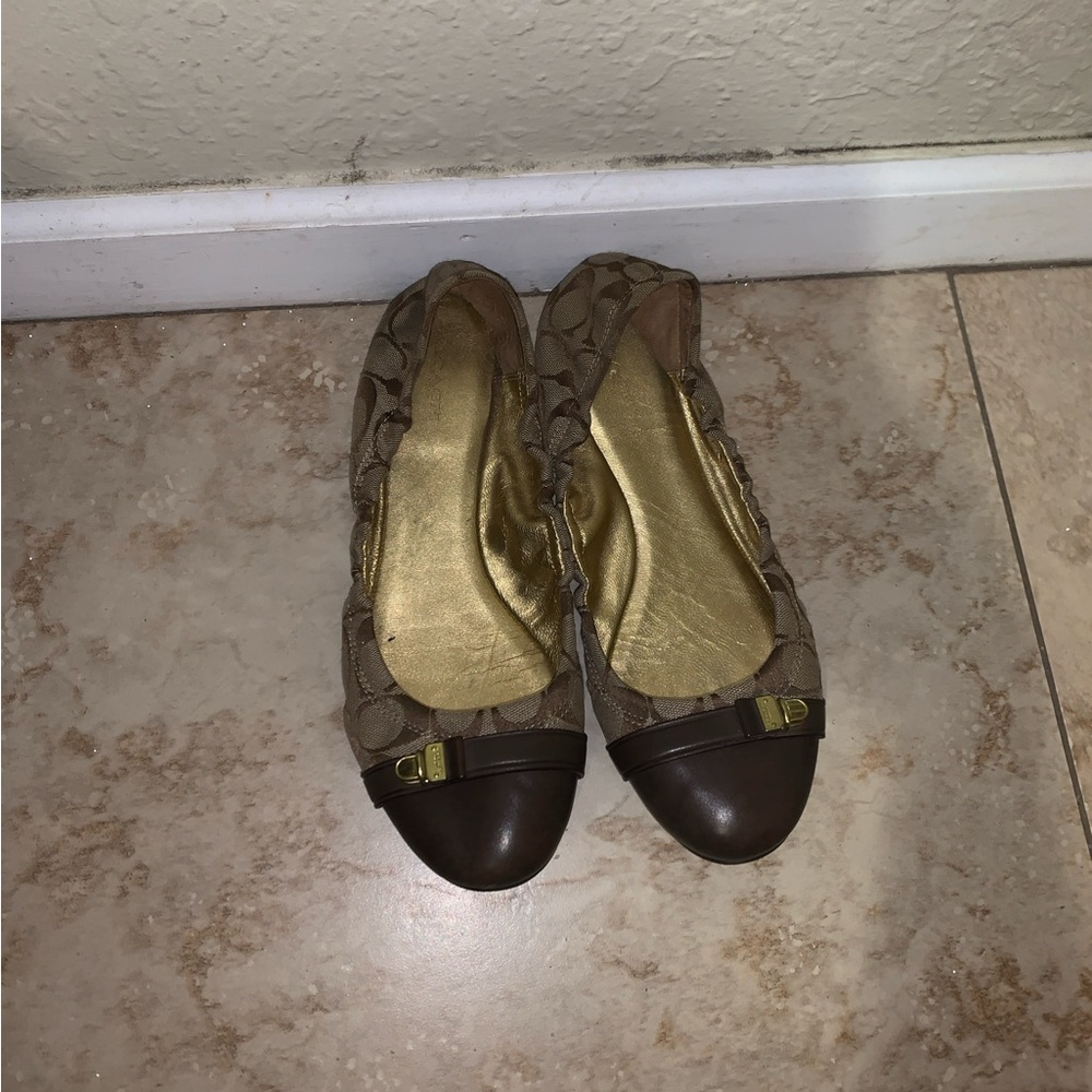 Coach Brown and Gold Women's Flats